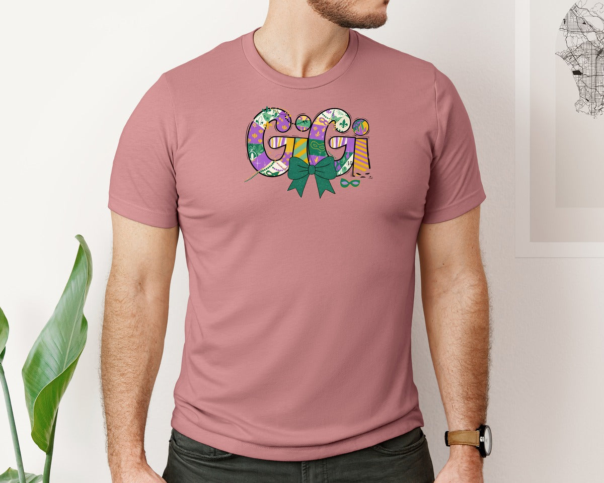 brand:Bella Canvas|color:Heather Mauve|Gigi Mardi Gras T Shirt Graphic T-Shirt