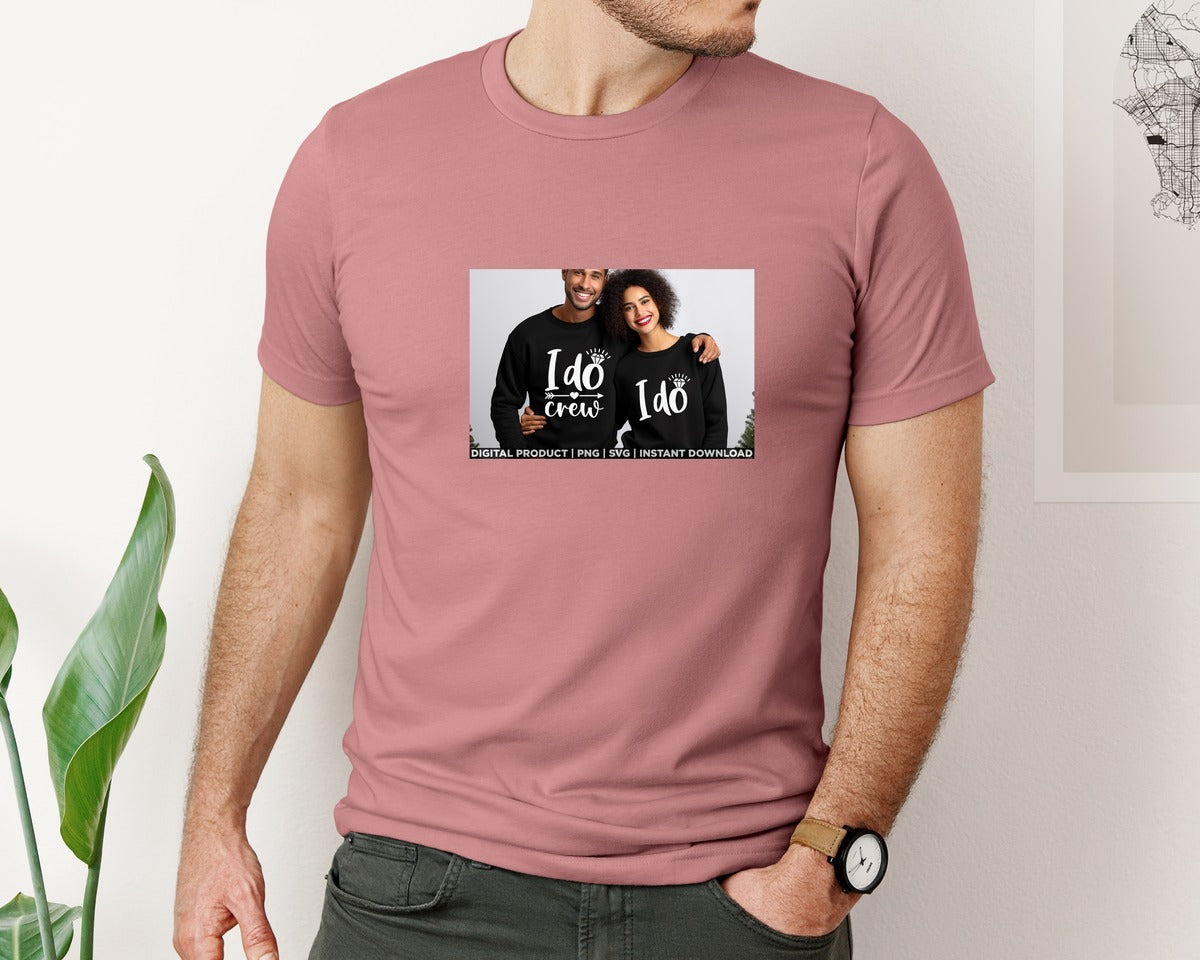 brand:Bella Canvas|color:Heather Mauve|I Do I Do Crew Bachelorette Couple Tee Graphic T-Shirt