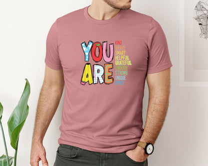 brand:Bella Canvas|color:Heather Mauve|You Are Kind Pngteacher Graphic T-Shirt