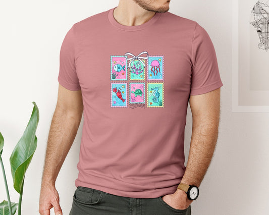 Coastal Summer Ocean Animals Graphic T-Shirt