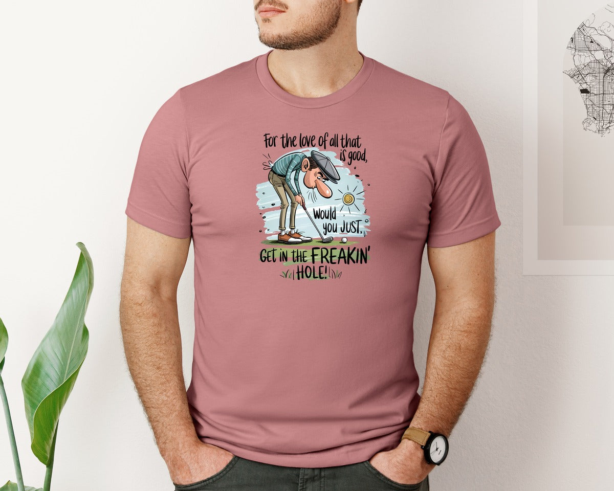brand:Bella Canvas|color:Heather Mauve|Funny Golf Get In The Hole 2 Graphic T-Shirt