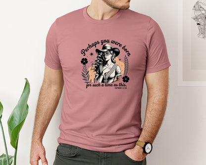 brand:Bella Canvas|color:Heather Mauve|Perhaps You Were Born Christian 3 Graphic T-Shirt