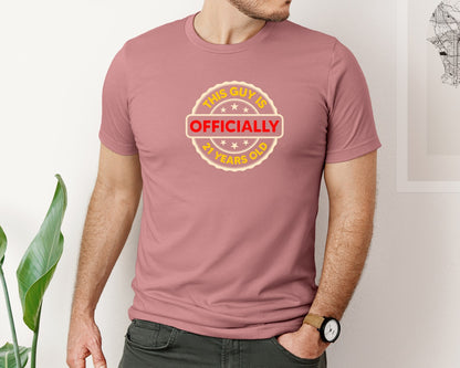 brand:Bella Canvas|color:Heather Mauve|Officially 21 Years Old Birthday Graphic T-Shirt