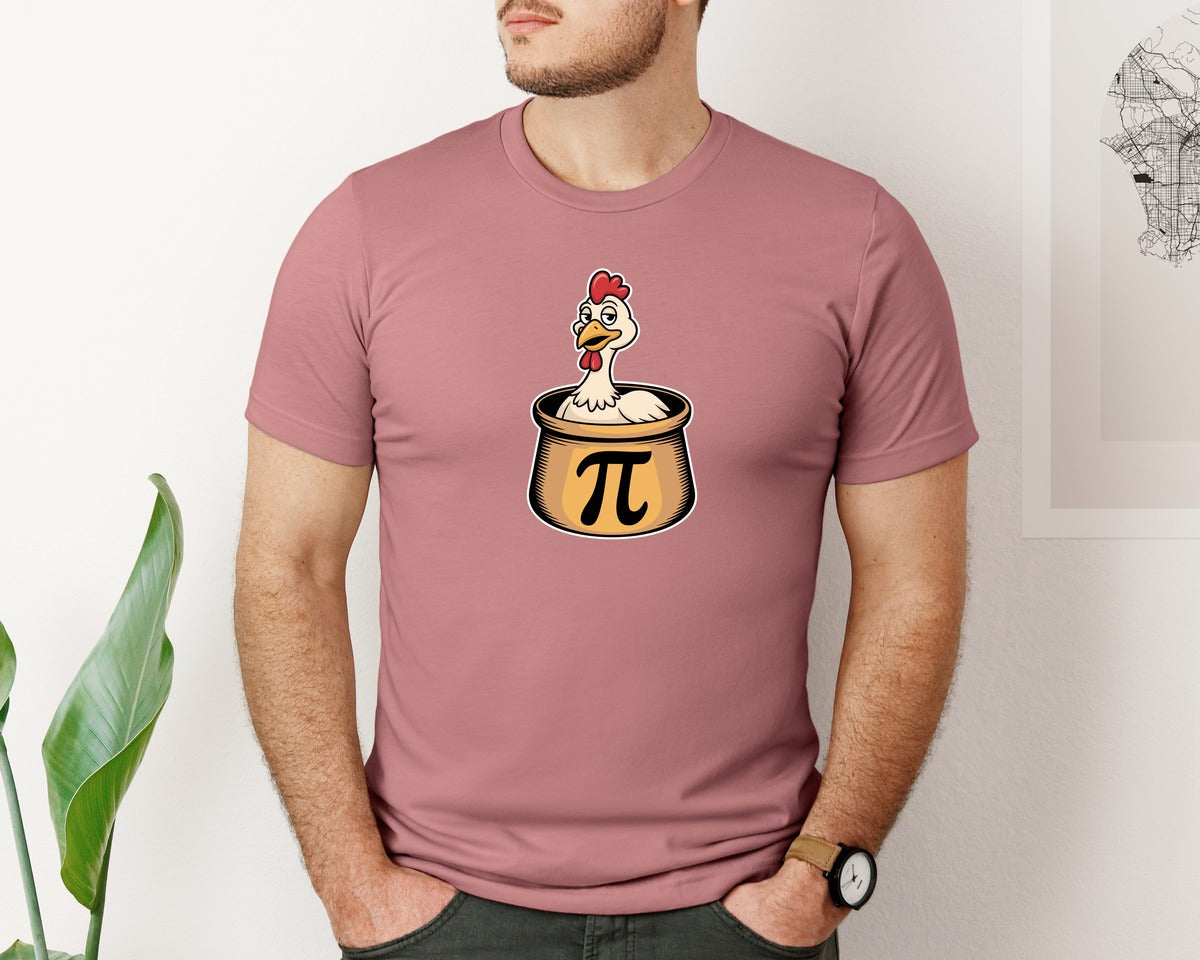 brand:Bella Canvas|color:Heather Mauve|Funny Chicken Pi Day T Shirt Design Graphic T-Shirt