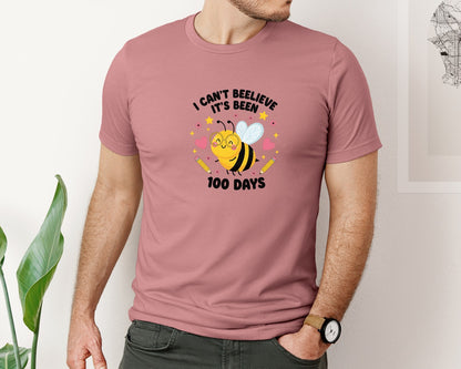 brand:Bella Canvas|color:Heather Mauve|I Cant Believe Its Been 100 Days 2 Graphic T-Shirt