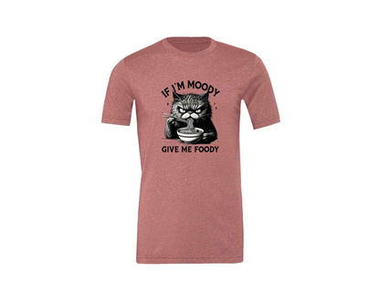 brand:Generic|color:Heather Mauve|Funny Sarcastic Cat Ramen If Im Moody Graphic T-Shirt