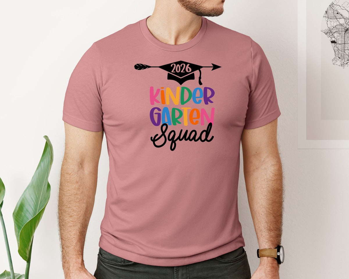 brand:Bella Canvas|color:Heather Mauve|Kindergarten Graduation Kinder Grad 2026 Graphic T-Shirt