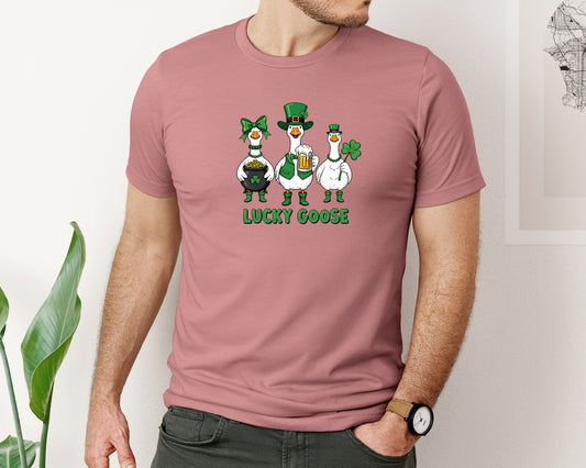 Lucky Goose St Patrick Day Design Graphic T-Shirt