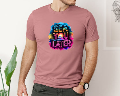 brand:Bella Canvas|color:Heather Mauve|Sea You Later Cruise Ship Graphic T-Shirt