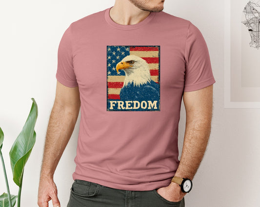 Patriotic Eagle American Flag Graphic T-Shirt