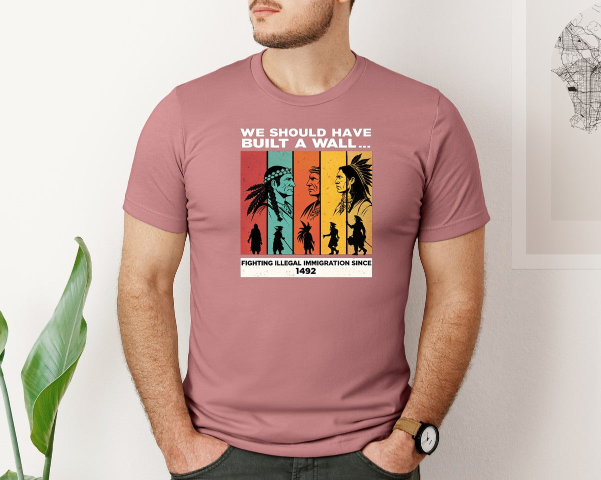 brand:Bella Canvas|color:Heather Mauve|Native American Protest Shirt Design Graphic T-Shirt