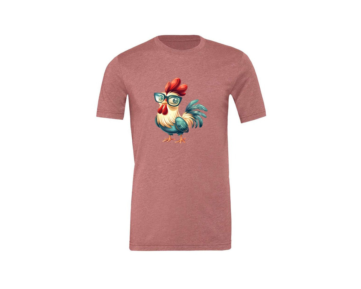 brand:Generic|color:Heather Mauve|Cute Cartoon Rooster Design Graphic T-Shirt