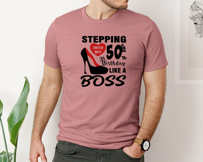 brand:Bella Canvas|color:Heather Mauve|50Th Birthday For Women Graphic T-Shirt
