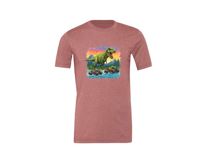 brand:Generic|color:Heather Mauve|Dinosaur Monster Truck T Rex Graphic T-Shirt