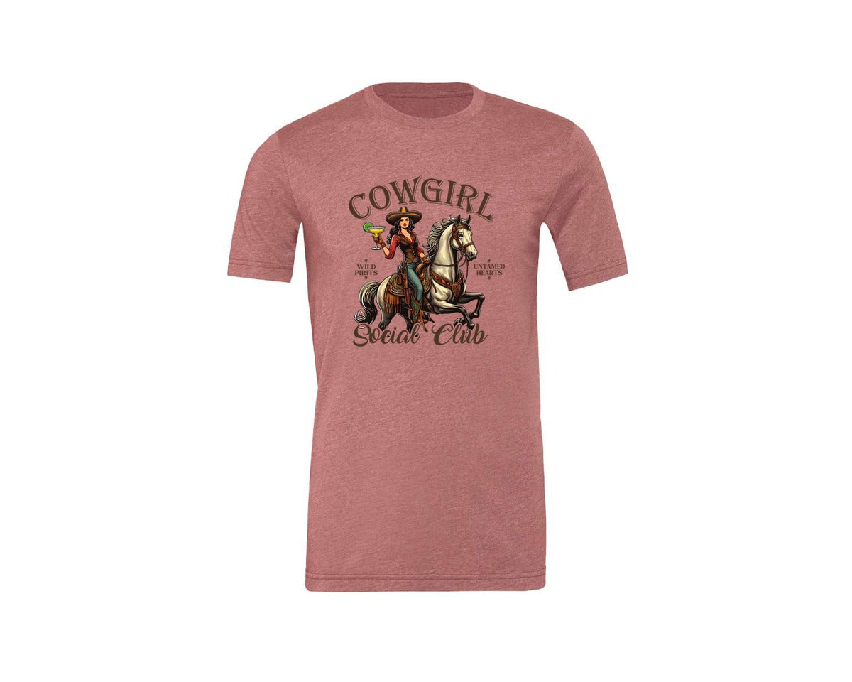 brand:Generic|color:Heather Mauve|Cowgirl Social Club Cowgirl Graphic T-Shirt