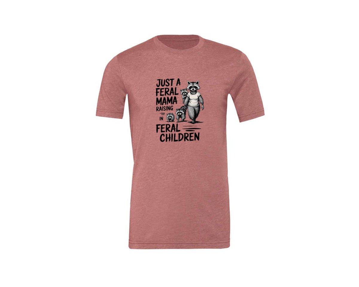 brand:Generic|color:Heather Mauve|Funny Mothers Day Raccoon Mama Tired Graphic T-Shirt