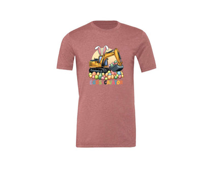 brand:Generic|color:Heather Mauve|Eggs Cavator Easter Excavator 2 Graphic T-Shirt