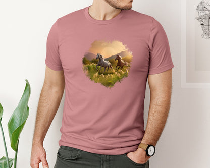 brand:Bella Canvas|color:Heather Mauve|Horse Graphic T-Shirt