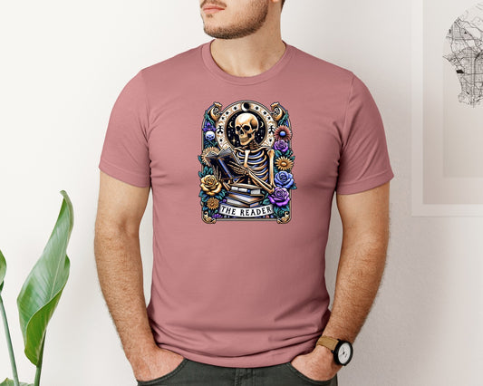 Funny Tarot Card Skeleton Book Lover Graphic T-Shirt