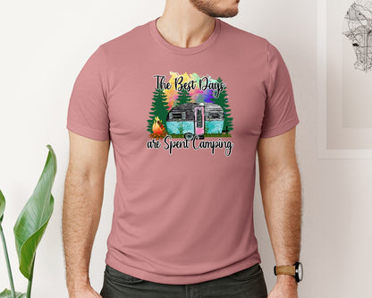 brand:Bella Canvas|color:Heather Mauve|Camping Country The Best Days Graphic T-Shirt
