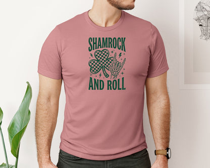 brand:Bella Canvas|color:Heather Mauve|Shamrock And Roll St Patricks Day 4 Graphic T-Shirt