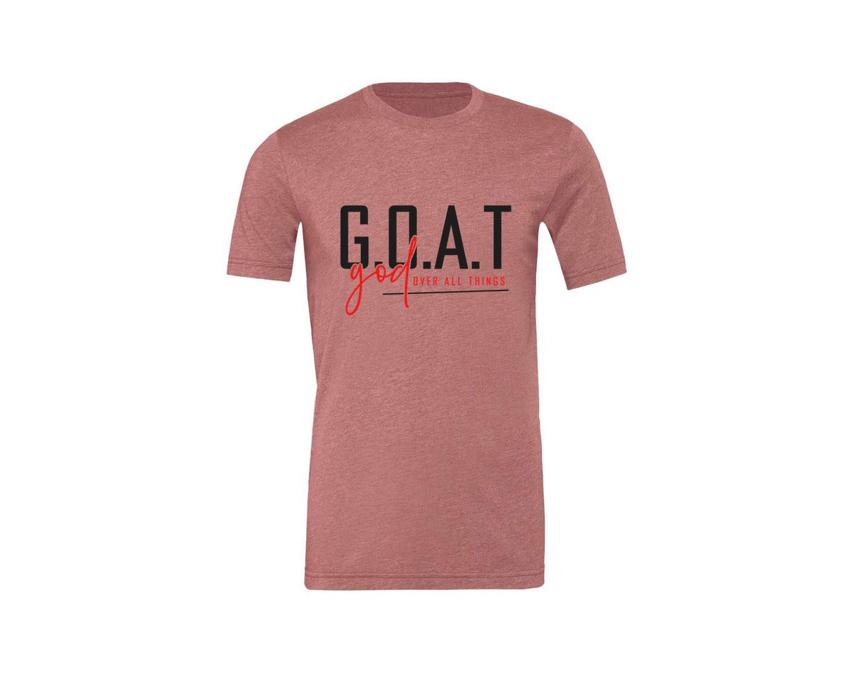 brand:Generic|color:Heather Mauve|God Over All Things Shirt Design Graphic T-Shirt