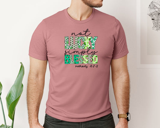 Not Lucky Simply Blessed Leopard Graphic T-Shirt
