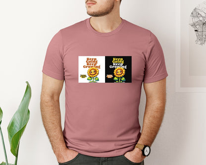 brand:Bella Canvas|color:Heather Mauve|Keep Going Keep Growing Sunflower Graphic T-Shirt