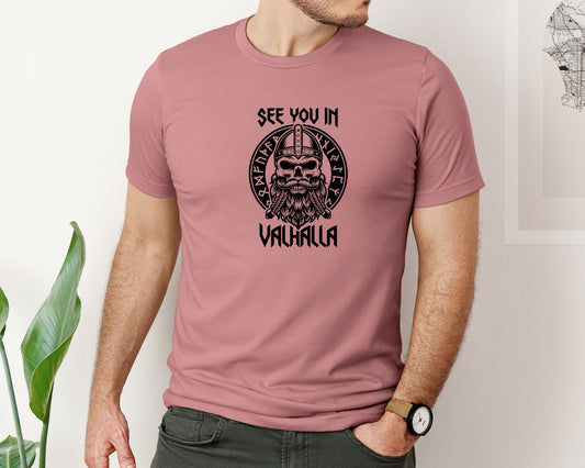 See You In Valhalla Viking Nordic Skull Graphic T-Shirt