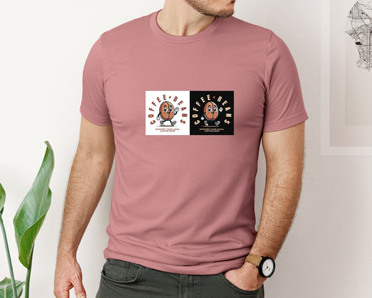 Coffee Bean Support Local Cafe Art Graphic T-Shirt