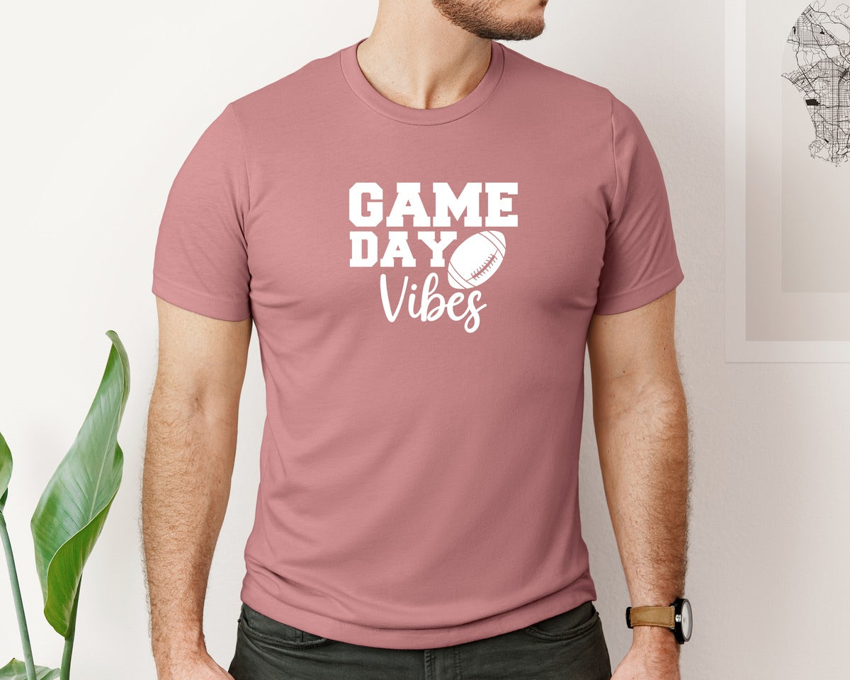 brand:Bella Canvas|color:Heather Mauve|Game Day Vibes Super Bowl Design Graphic T-Shirt