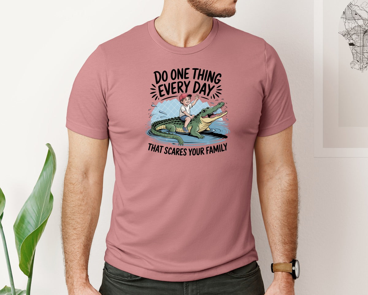 brand:Bella Canvas|color:Heather Mauve|Funny Alligator Quote Sarcastic Graphic T-Shirt