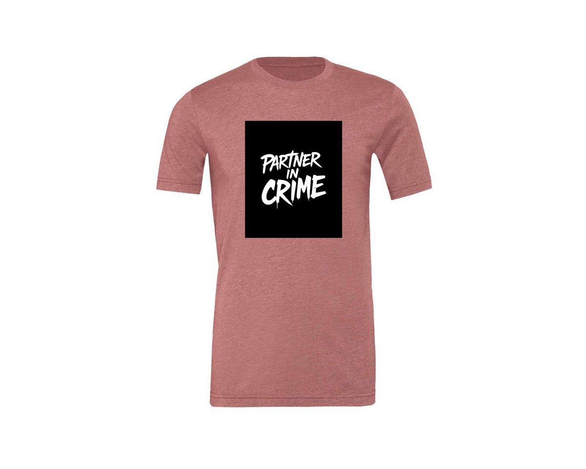 brand:Generic|color:Heather Mauve|Partner In Crime T Shirt Design Graphic T-Shirt
