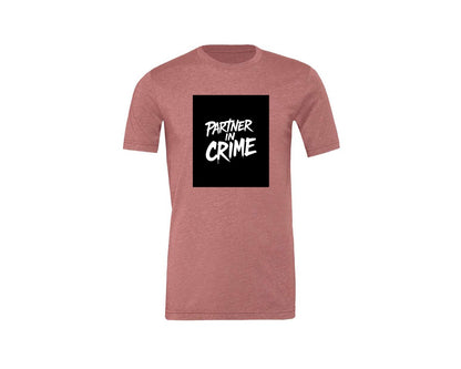 brand:Generic|color:Heather Mauve|Partner In Crime T Shirt Design Graphic T-Shirt