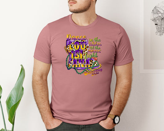 Mardi Gras Louisiana Map Graphic T-Shirt