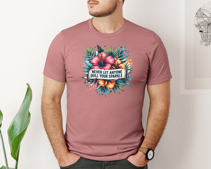 brand:Bella Canvas|color:Heather Mauve|Never Let Anyone Dull Your Sparkle 12 Graphic T-Shirt