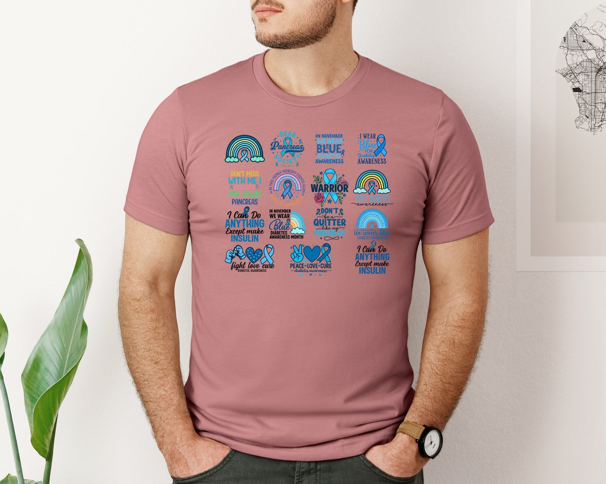 brand:Bella Canvas|color:Heather Mauve|Diabetes Awareness 6 Graphic T-Shirt
