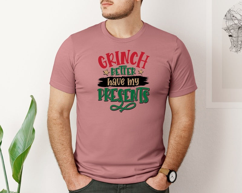 brand:Bella Canvas|color:Heather Mauve|Grinch T Shirt Designs Graphic T-Shirt