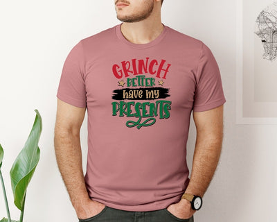 brand:Bella Canvas|color:Heather Mauve|Grinch T Shirt Designs Graphic T-Shirt
