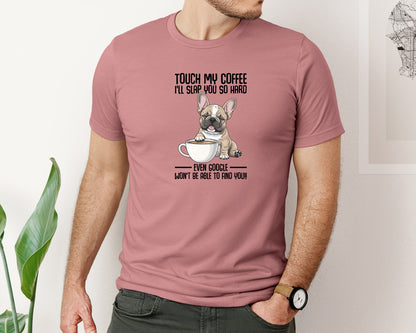 brand:Bella Canvas|color:Heather Mauve|Touch My Coffee Funny Dog Saying Graphic T-Shirt