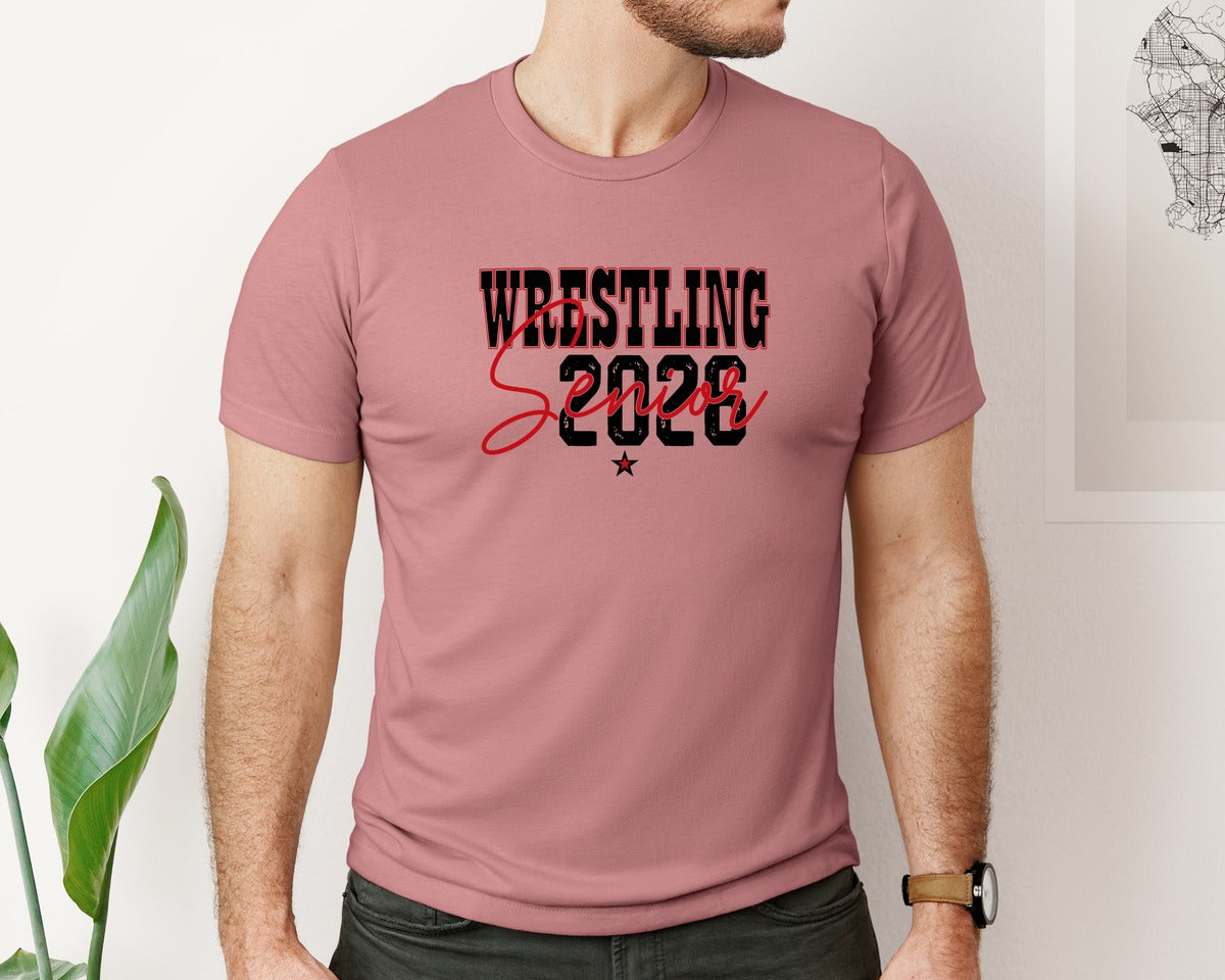 brand:Bella Canvas|color:Heather Mauve|Senior Wrestling 2026 Shirt Graphic T-Shirt