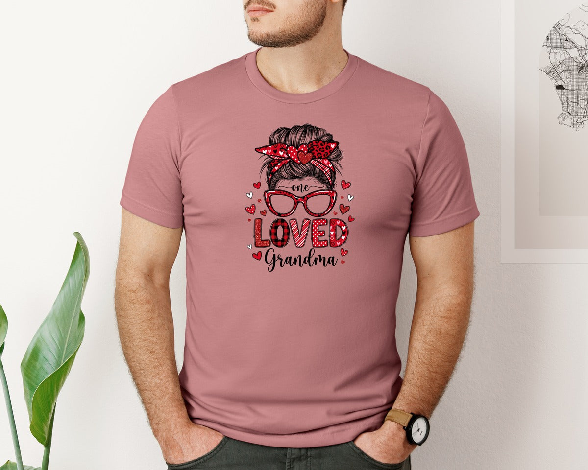 brand:Bella Canvas|color:Heather Mauve|One Loved Grandma Valentine Graphic T-Shirt