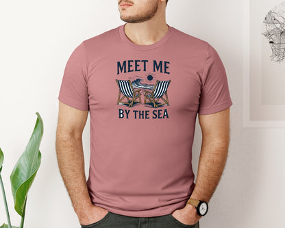 brand:Bella Canvas|color:Heather Mauve|Meet Me By The Sea T Shirt Design 2 Graphic T-Shirt