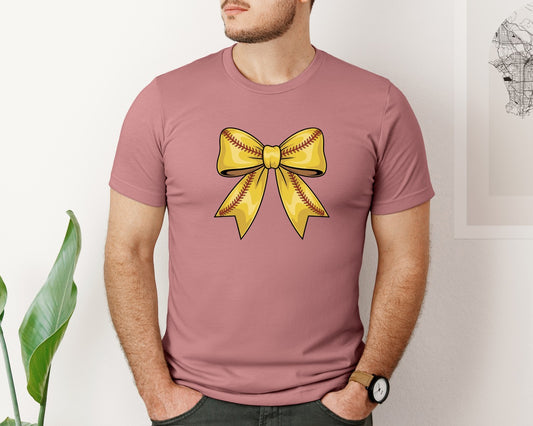 Coquette Softball Softball Bow Graphic T-Shirt