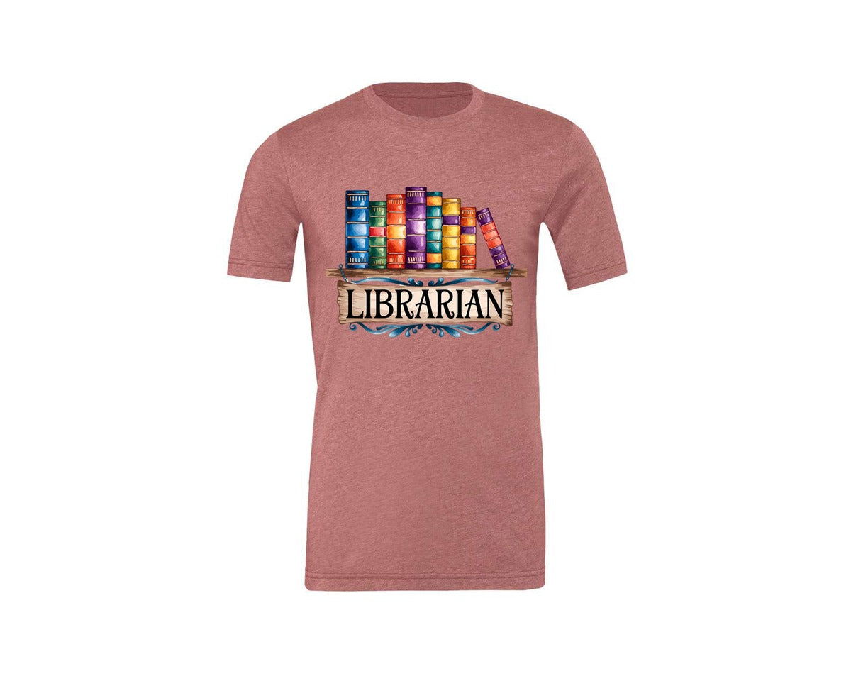 brand:Generic|color:Heather Mauve|Librarian Vintage Bookshelf 2 Graphic T-Shirt