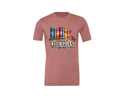 brand:Generic|color:Heather Mauve|Librarian Vintage Bookshelf 2 Graphic T-Shirt