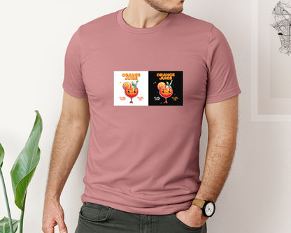 brand:Bella Canvas|color:Heather Mauve|Orange Juice Cute Healthy Drink Graphic T-Shirt