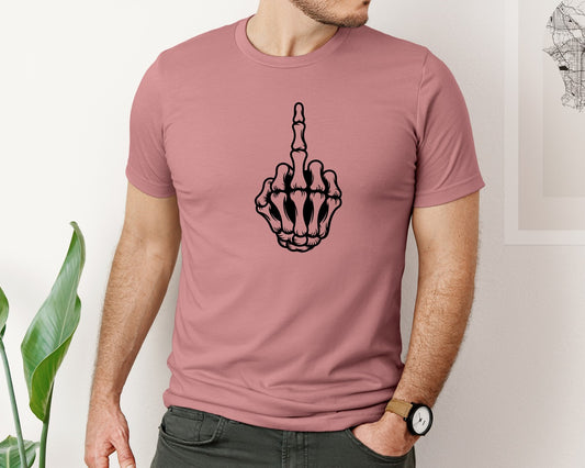 Skeleton Middle Finger Graphic T-Shirt