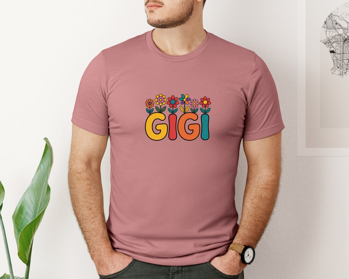 brand:Bella Canvas|color:Heather Mauve|Gigi Christmas Graphic T-Shirt