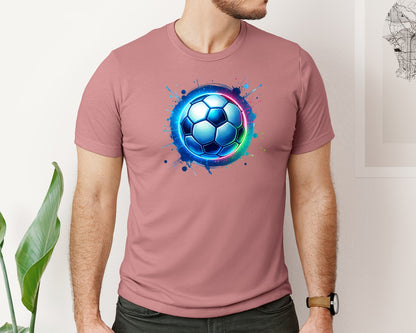 brand:Bella Canvas|color:Heather Mauve|Neon Soccer Ball Game Day Mascot Graphic T-Shirt